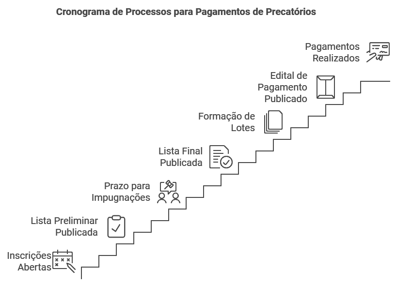 cronograma processos pagamento precatorios