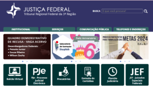 Página inicial site Tribunal Regional Federal da 3ª Região (TRF3)