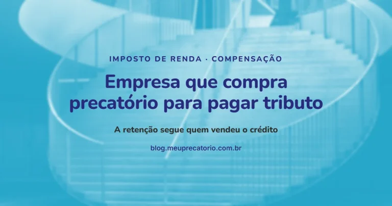 Empresa que compra precatório para pagar tributo: capa com escada curva azul
