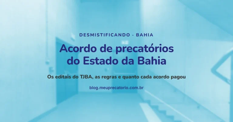 Acordo de precatórios do Estado da Bahia: capa com corredor e escada