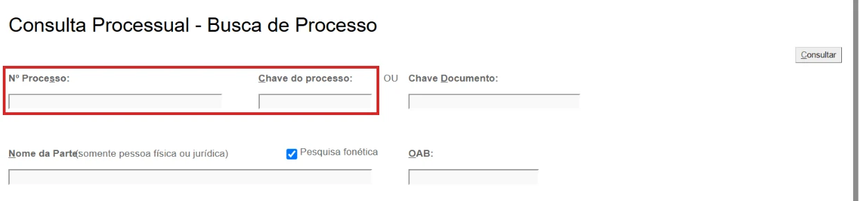 Busca de processo do eproc com a chave