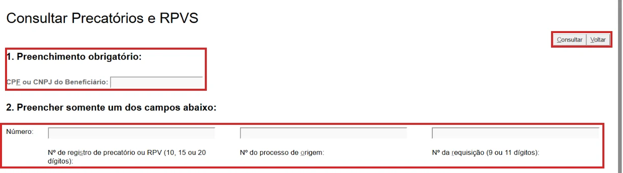Consulta de precatórios no TRF2 pelo CPF