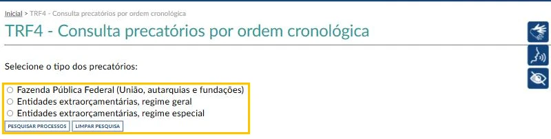Consulta do TRF4 por ordem cronológica