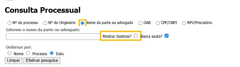 Busca por nome da parte no TRF5