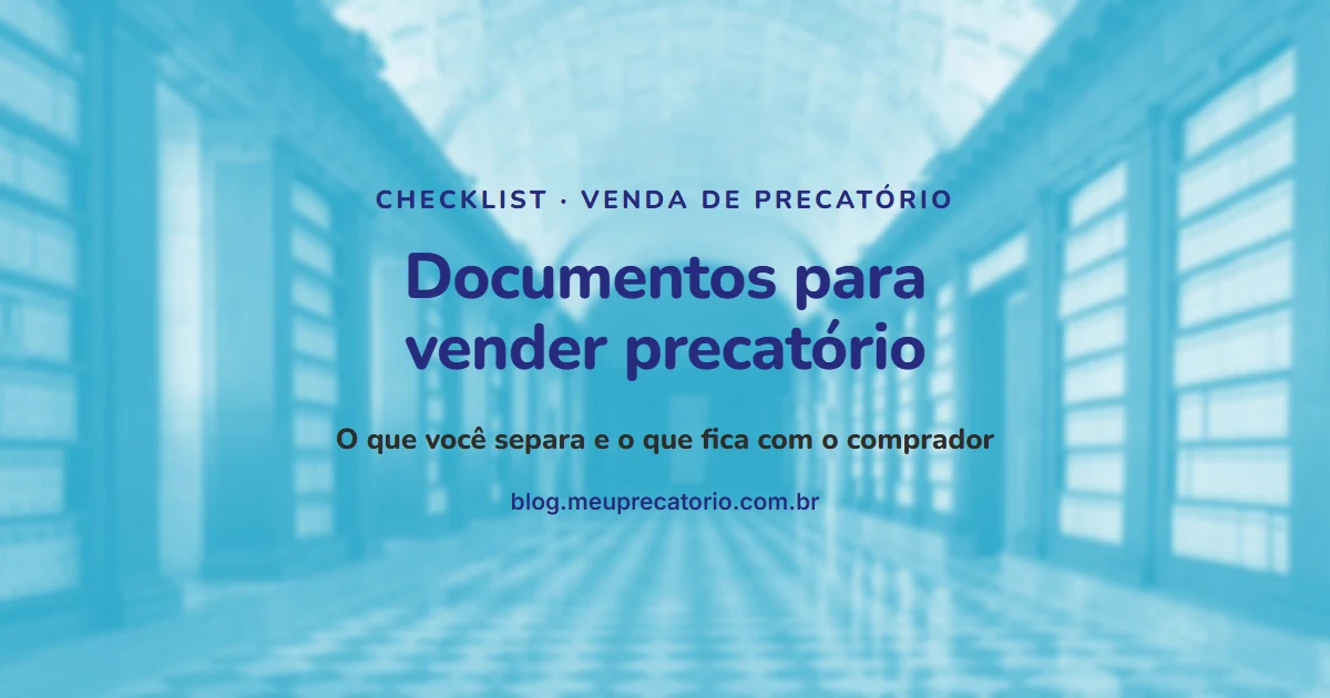 Documentos para vender precatório: capa com corredor de arquivo