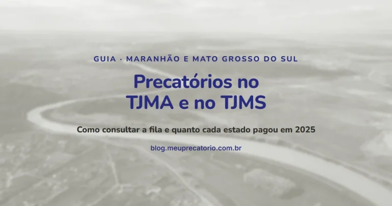 Precatórios no TJMA e no TJMS: vista aérea de um rio sinuoso em tom grafite