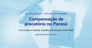 Compensação de precatório no Paraná: capa com caderno e caneta sobre papéis