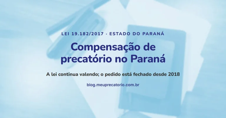 Compensação de precatório no Paraná: capa com caderno e caneta sobre papéis