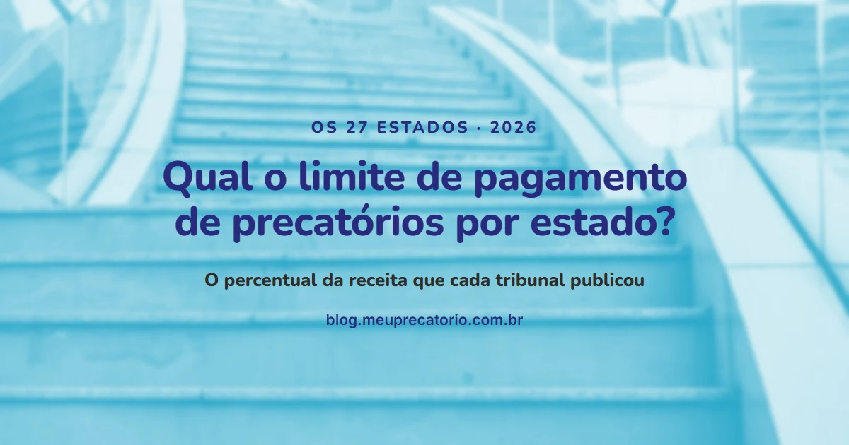 Qual o limite de pagamento de precatórios por estado? Os 27 estados em 2026: capa com escada azul