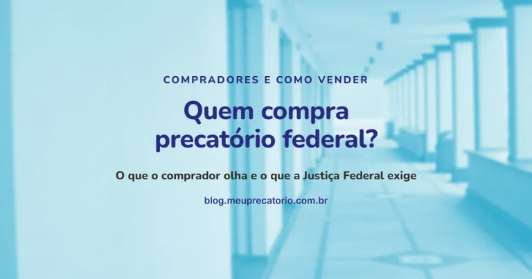Quem compra precatório federal?: capa com corredor claro em azul