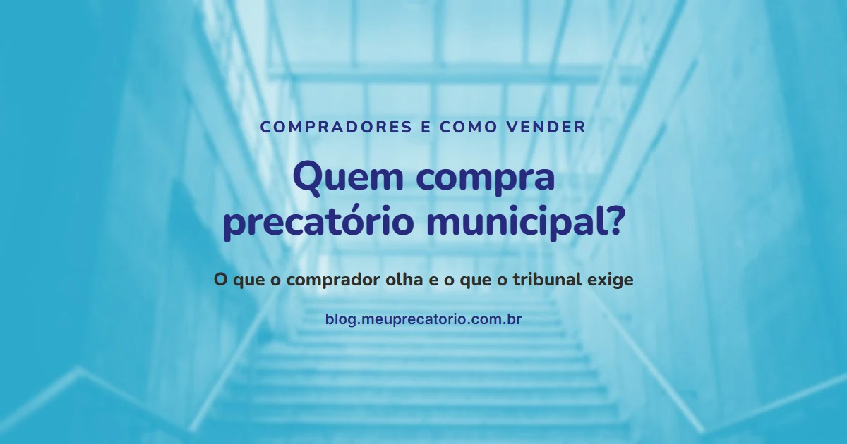 Quem compra precatório municipal?: capa com escada clara em azul