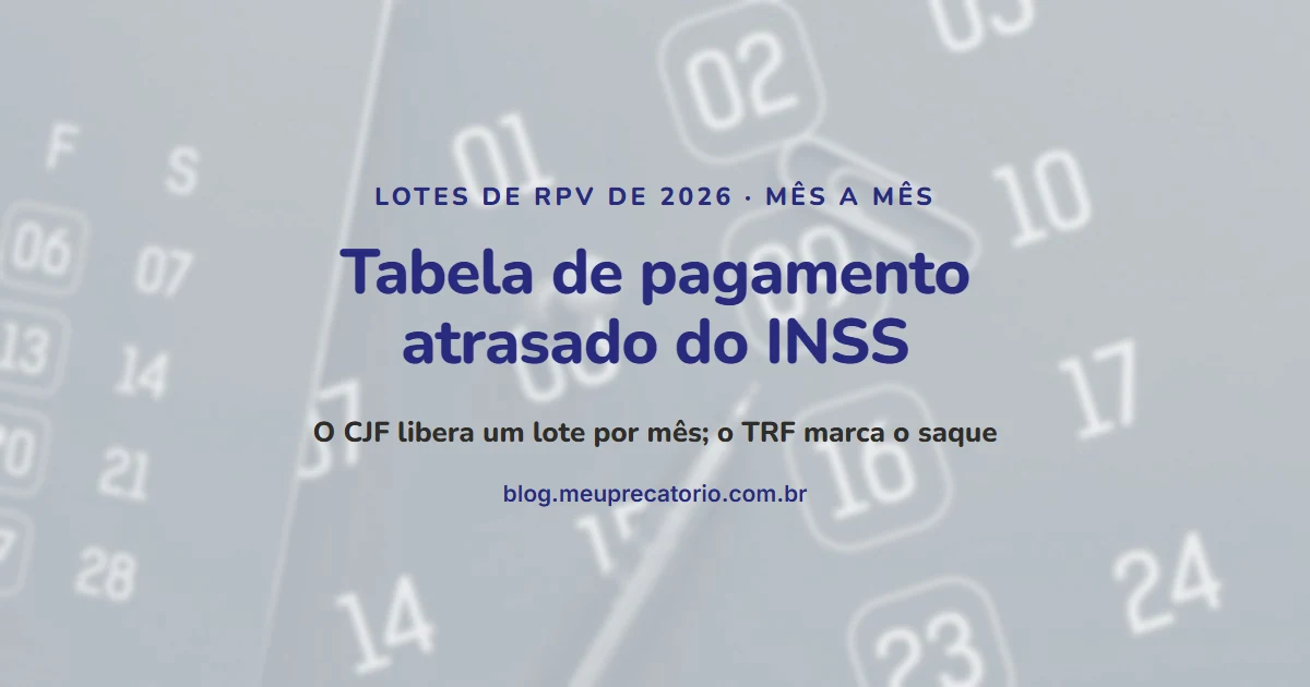 Tabela de pagamento atrasado do INSS: capa com calendário numerado
