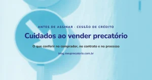 Cuidados ao vender precatório: capa com placa de seta azul